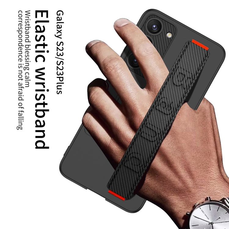 For Samsung Galaxy S23+ 5G GKK Ultra-thin Wristband Shockproof Phone Case with Holder(Carbon Fibre) - free shipping - PMC TechLife - Order now!
