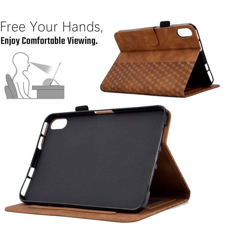 For iPad mini 6 / mini 2024 Rhombus Embossed Leather Smart Tablet Case(Brown) - free shipping - PMC TechLife - Order now!