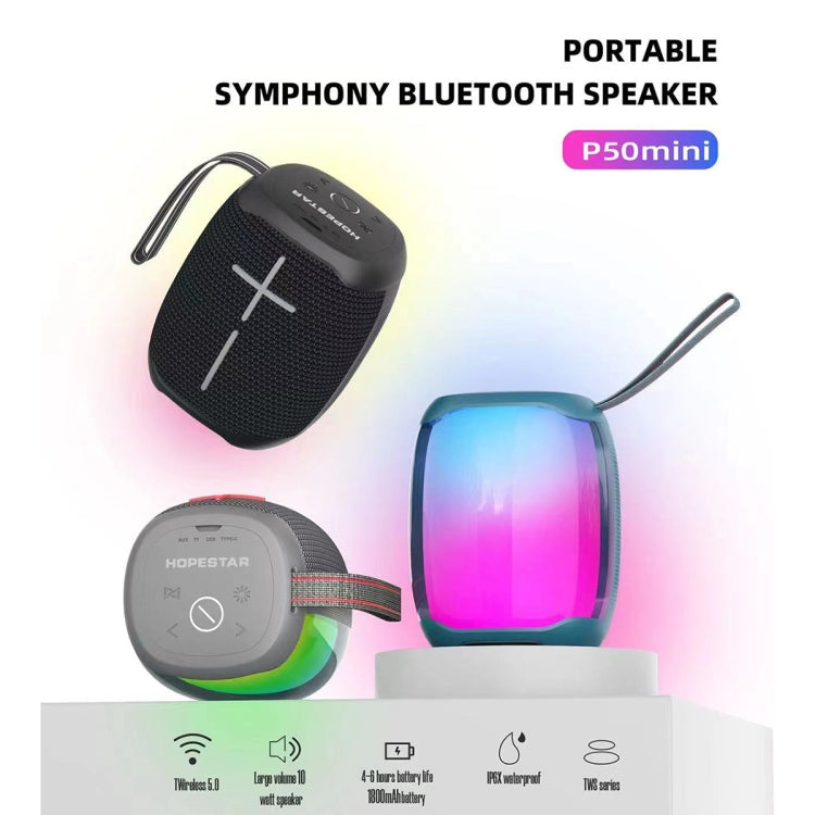 HOPESTAR P50 mini TWS Outdoor RGB Light IPX6 Waterproof Bluetooth Speaker(Grey) - free shipping - PMC TechLife - Order now!