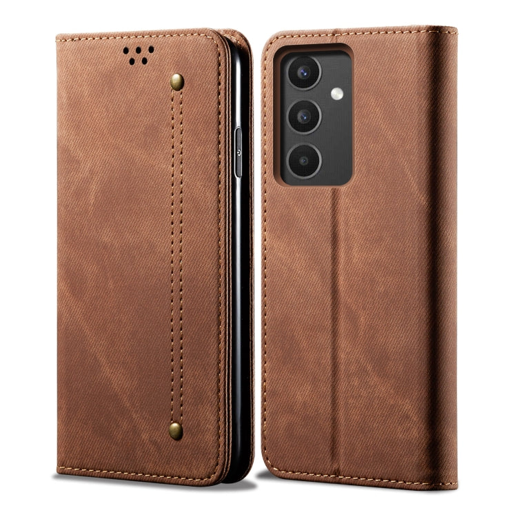 For Samsung Galaxy A34 5G Denim Texture Leather Phone Case(Brown) - free shipping - PMC TechLife - Order now!