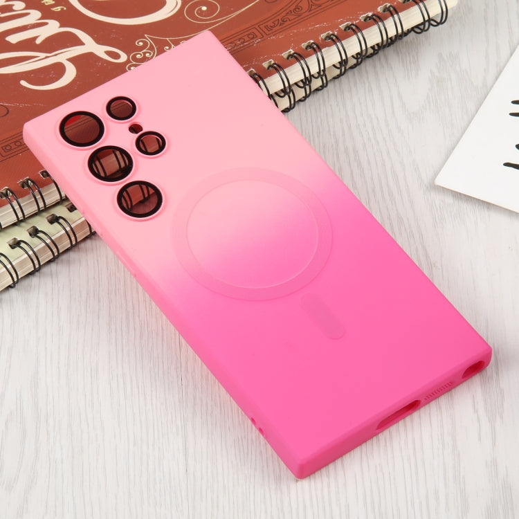 For Samsung Galaxy S22 5G Liquid TPU Silicone Gradient MagSafe Phone Case(Pink Red) - Galaxy S22 5G Cases by PMC TechLife | Online Shopping South Africa | PMC TechLife