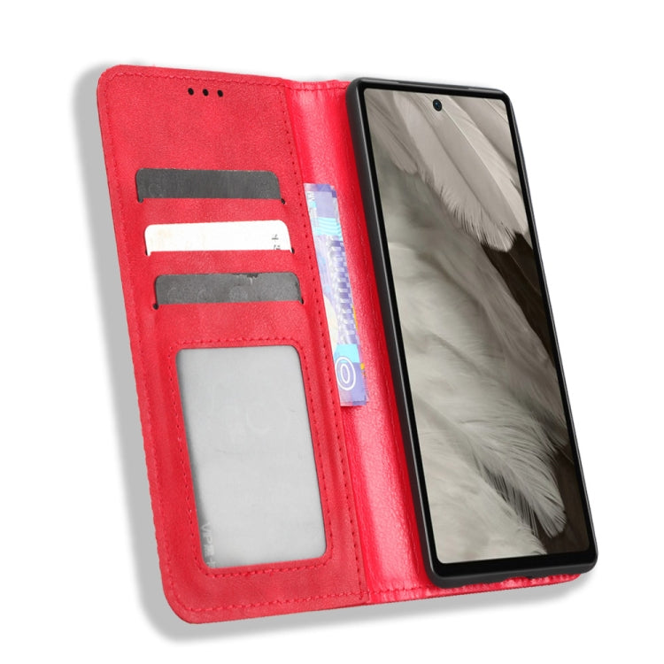 For Google Pixel 7a Magnetic Buckle Retro Texture Leather Phone Case(Red) - free shipping - PMC TechLife - Order now!
