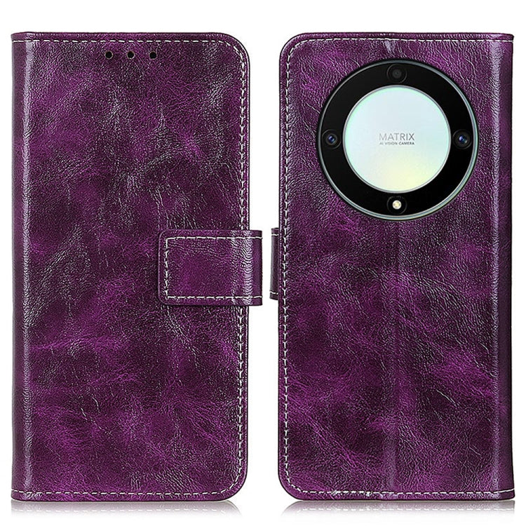 For Honor X9A 5G / Magic5 Lite 5G Retro Crazy Horse Texture Horizontal Flip Leather Phone Case(Purple) - free shipping - PMC TechLife - Order now!