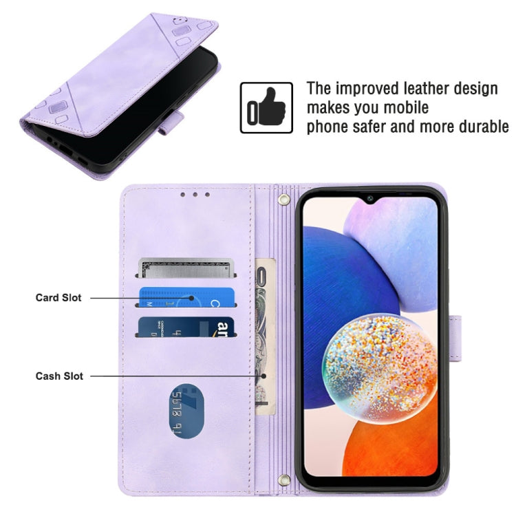 For Samsung Galaxy A14 5G Skin-feel Embossed Leather Phone Case(Light Purple) - free shipping - PMC TechLife - Order now!