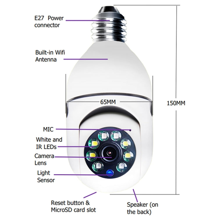 ESCAM 2.0MP 1080P Light Bulb WiFi Camera, Support IR Night Vision / Motion Detection / Two-way Voice - Light Bulb Camera by ESCAM | Online Shopping South Africa | PMC TechLife | Buy Now Pay Later Mobicred