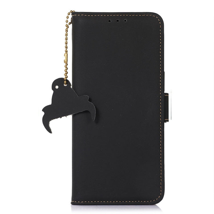 For Xiaomi Redmi 12C / Redmi 11A Genuine Leather Magnetic RFID Leather Phone Case(Black) - Xiaomi Cases by PMC TechLife | Online Shopping South Africa | PMC TechLife