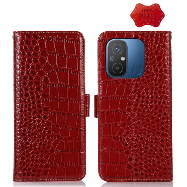 For Xiaomi Redmi 12C / 11A Crocodile Top Layer Cowhide Leather Phone Case(Red) - Xiaomi Cases by PMC TechLife | Online Shopping South Africa | PMC TechLife