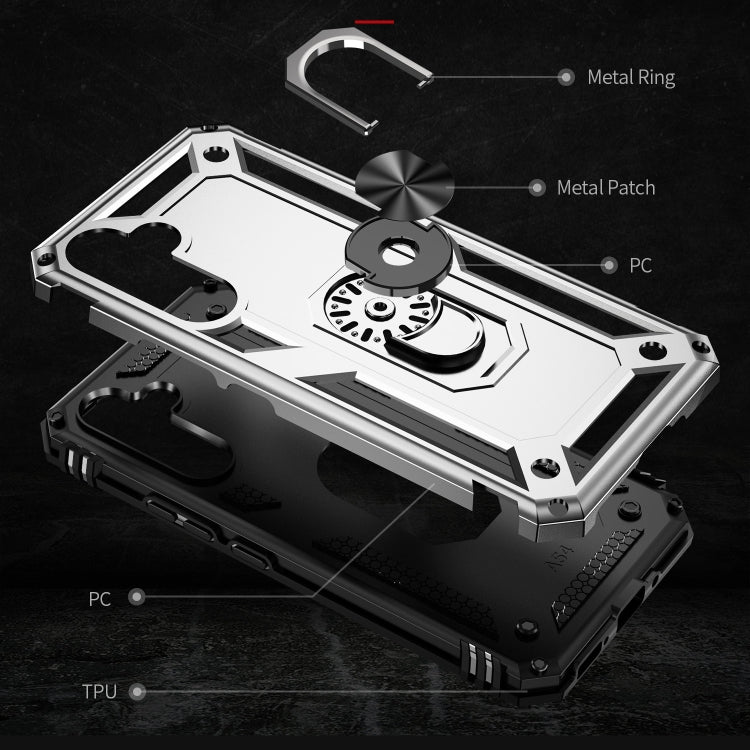 For Samsung Galaxy A54 Shockproof TPU + PC Phone Case with Holder(Silver) - free shipping - PMC TechLife - Order now!