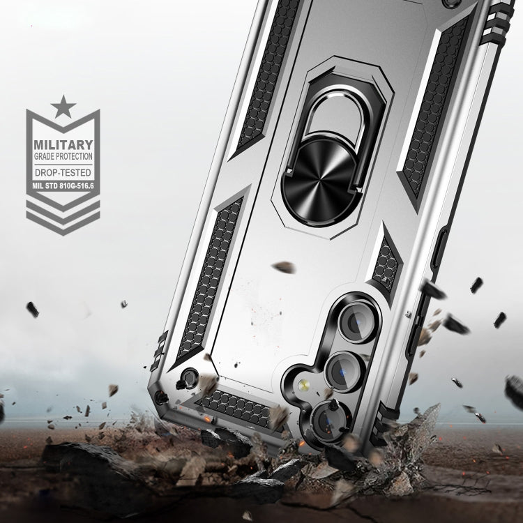 For Samsung Galaxy A54 Shockproof TPU + PC Phone Case with Holder(Silver) - free shipping - PMC TechLife - Order now!