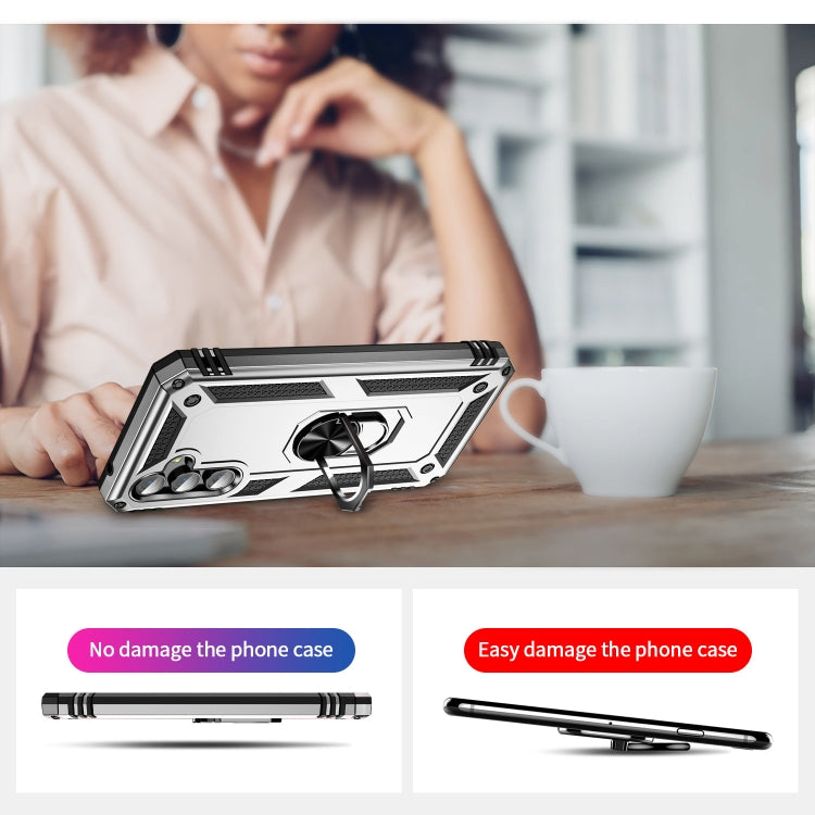 For Samsung Galaxy A54 Shockproof TPU + PC Phone Case with Holder(Silver) - free shipping - PMC TechLife - Order now!