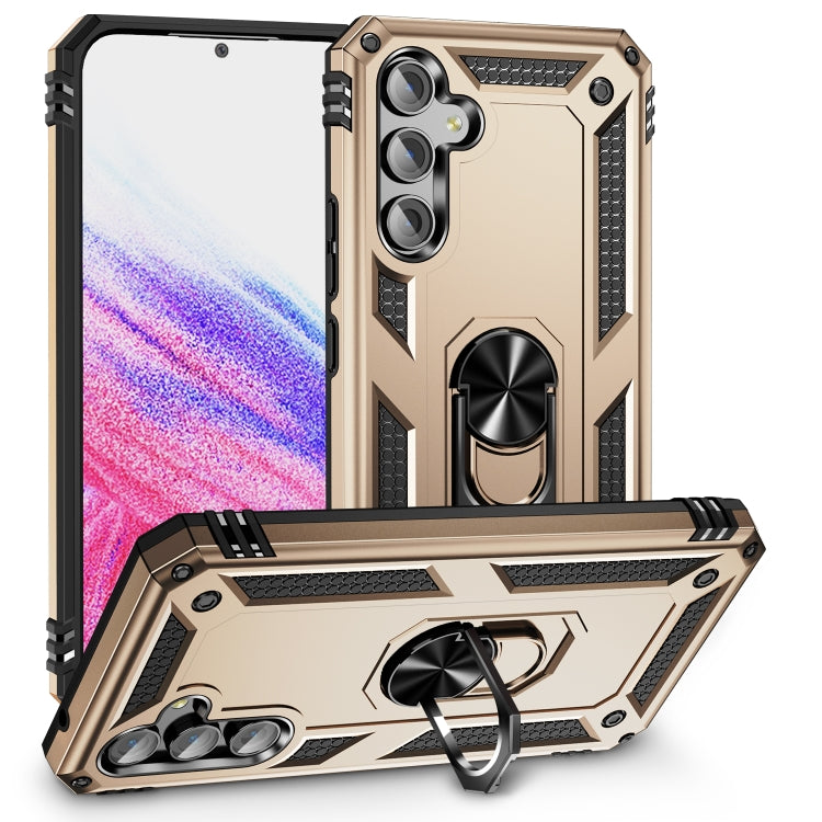 For Samsung Galaxy A54 Shockproof TPU + PC Phone Case with Holder(Gold) - free shipping - PMC TechLife - Order now!