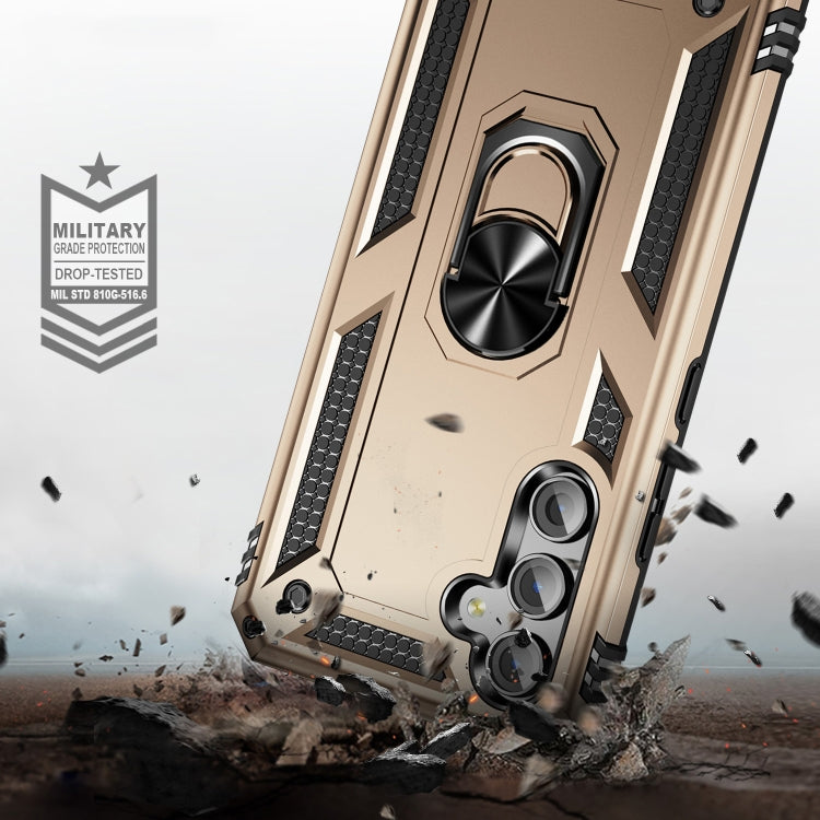 For Samsung Galaxy A54 Shockproof TPU + PC Phone Case with Holder(Gold) - free shipping - PMC TechLife - Order now!
