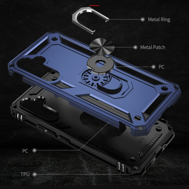 For Samsung Galaxy A54 Shockproof TPU + PC Phone Case with Holder(Blue) - free shipping - PMC TechLife - Order now!
