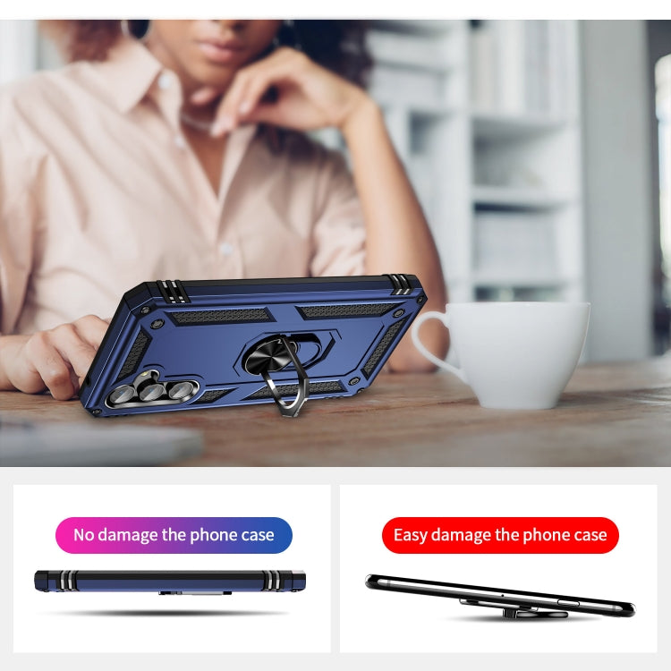 For Samsung Galaxy A54 Shockproof TPU + PC Phone Case with Holder(Blue) - free shipping - PMC TechLife - Order now!