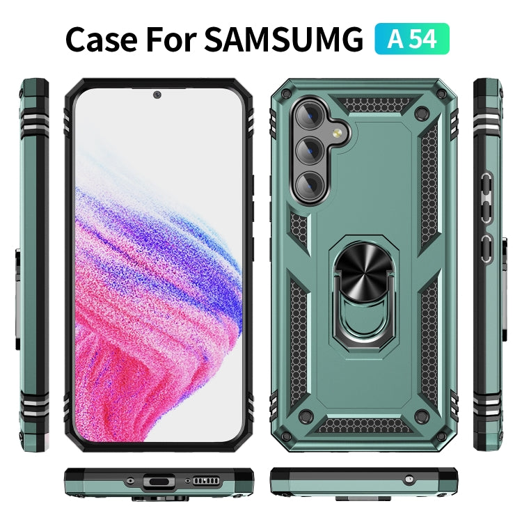For Samsung Galaxy A54 Shockproof TPU + PC Phone Case with Holder(Dark Green) - free shipping - PMC TechLife - Order now!