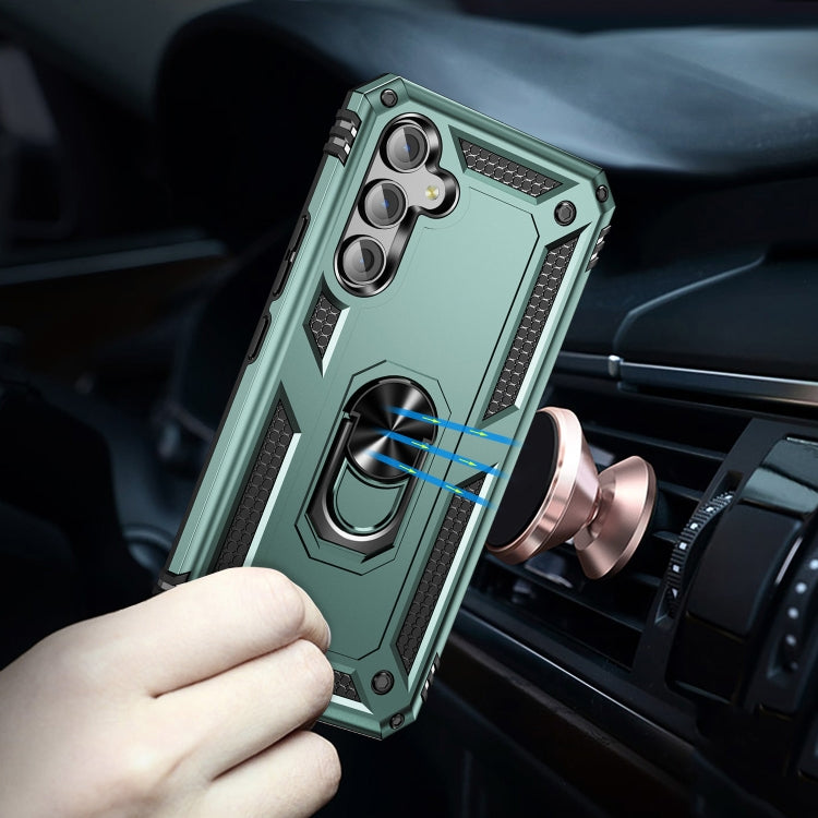 For Samsung Galaxy A54 Shockproof TPU + PC Phone Case with Holder(Dark Green) - free shipping - PMC TechLife - Order now!