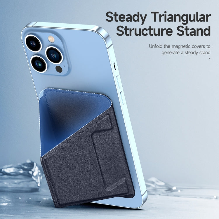 DUX DUCIS Universal Magnetic PU Leathe Card Bag With Holder(Blue) - Universal Leather Case by DUX DUCIS | Online Shopping South Africa | PMC TechLife | Buy Now Pay Later Mobicred