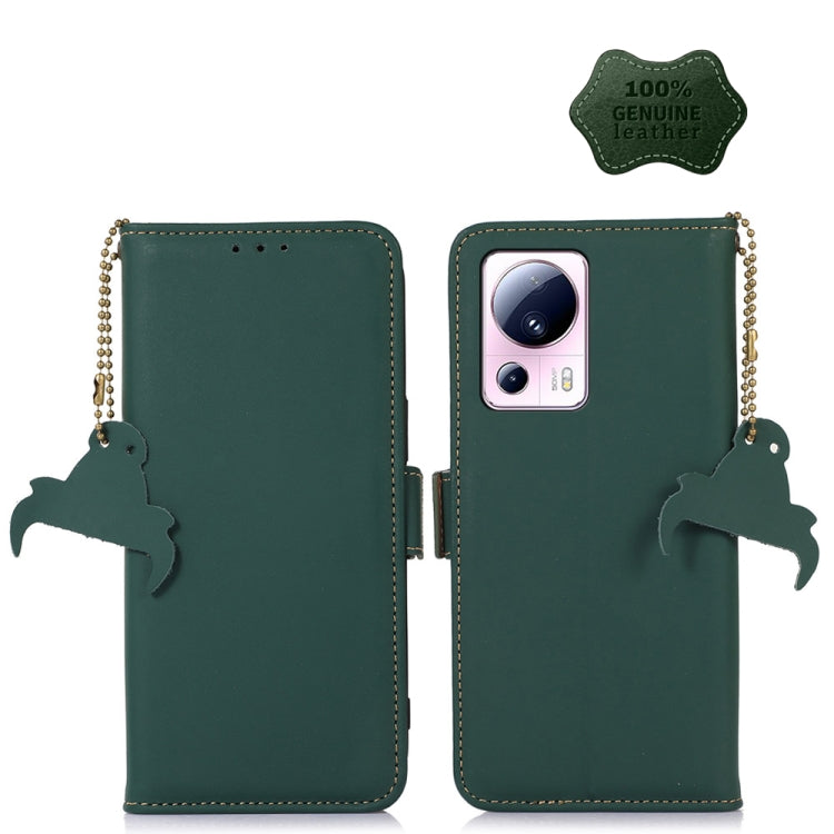 For Xiaomi 13 Lite / Civi 2 Genuine Leather Magnetic RFID Leather Phone Case(Green) - 13 Lite Cases by PMC TechLife | Online Shopping South Africa | PMC TechLife