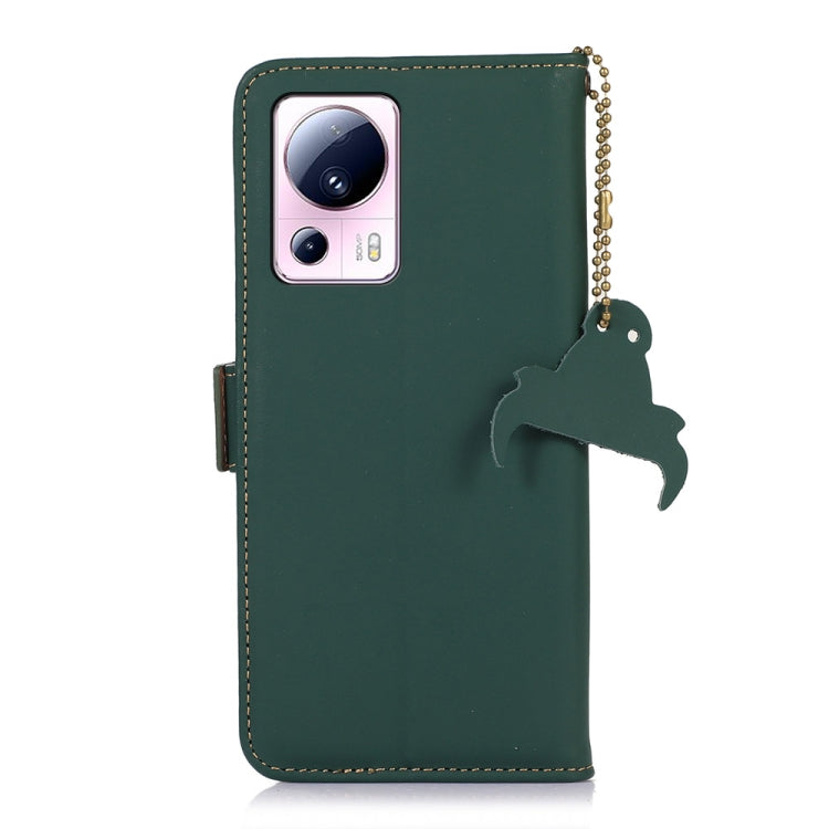 For Xiaomi 13 Lite / Civi 2 Genuine Leather Magnetic RFID Leather Phone Case(Green) - 13 Lite Cases by PMC TechLife | Online Shopping South Africa | PMC TechLife