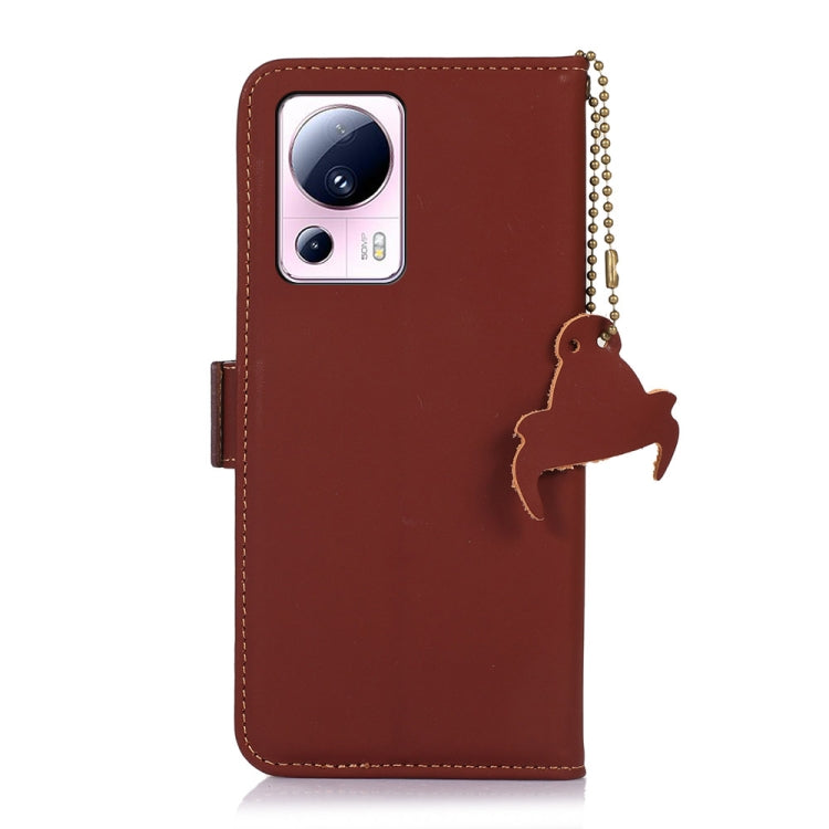 For Xiaomi 13 Lite / Civi 2 Genuine Leather Magnetic RFID Leather Phone Case(Coffee) - 13 Lite Cases by PMC TechLife | Online Shopping South Africa | PMC TechLife
