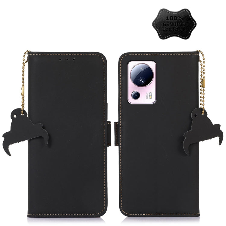 For Xiaomi 13 Lite / Civi 2 Genuine Leather Magnetic RFID Leather Phone Case(Black) - 13 Lite Cases by PMC TechLife | Online Shopping South Africa | PMC TechLife
