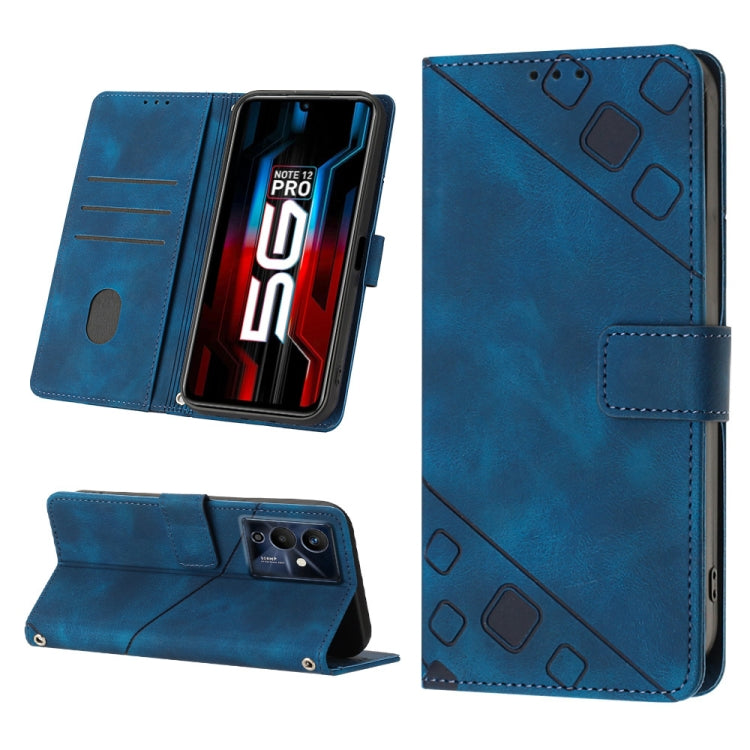 For Infinix Note 12 5G / Note 12 Pro 5G Skin-feel Embossed Leather Phone Case(Blue) - free shipping - PMC TechLife - Order now!