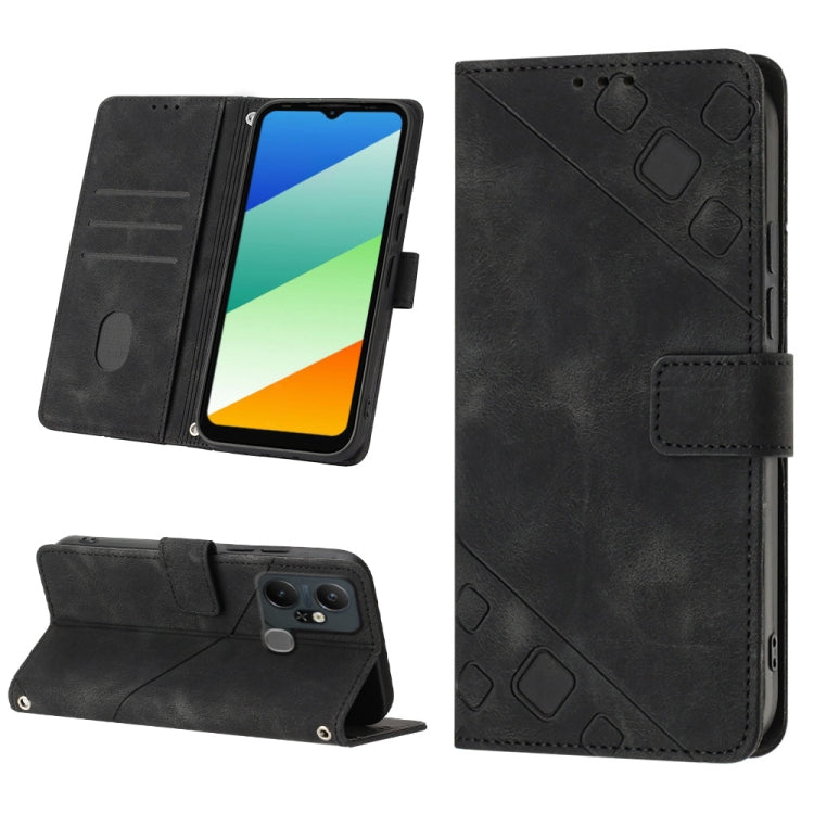 For Infinix Smart 6 Plus X6823 Skin-feel Embossed Leather Phone Case(Black) - free shipping - PMC TechLife - Order now!