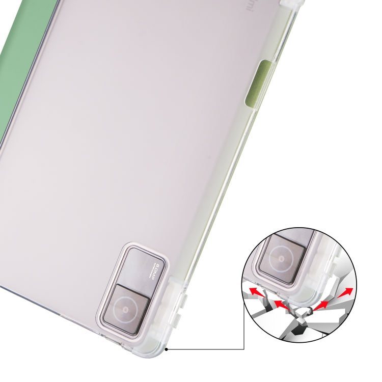 For Xiaomi Redmi Pad 10.61 3-folding Transparent TPU Smart Leather Tablet Case with Pen slot(Matcha Green) - free shipping - PMC TechLife - Order now!