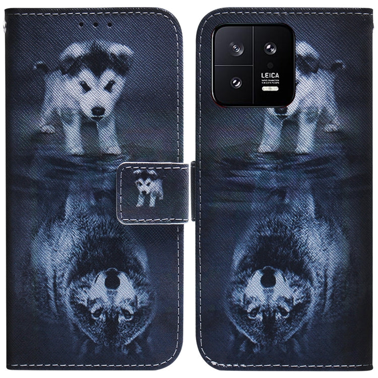 For Xiaomi 13 5G Coloured Drawing Flip Leather Phone Case(Wolf and Dog) - free shipping - PMC TechLife - Order now!