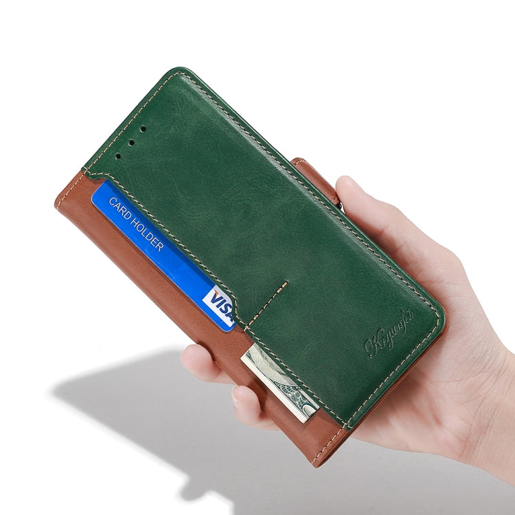 For OnePlus Ace 2/11R Contrast Color Side Buckle Leather Phone Case(Light Brown + Green) - free shipping - PMC TechLife - Order now!