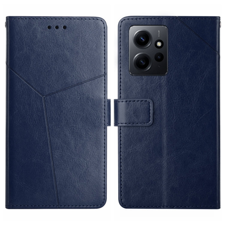 For Xiaomi Redmi Note 12 4G Global HT01 Y-shaped Pattern Flip Leather Phone Case(Blue) - free shipping - PMC TechLife - Order now!