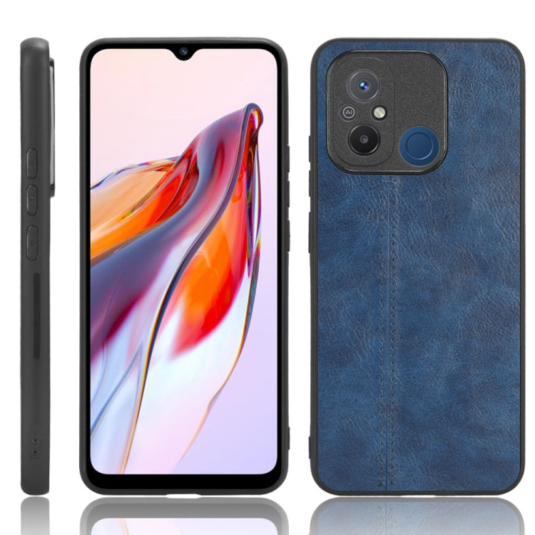 Sewing Cow Pattern Skin PC + PU + TPU Phone Case For Xiaomi Poco C55/Redmi 12C/Redmi 11A 4G(Blue) - free shipping - PMC TechLife - Order now!