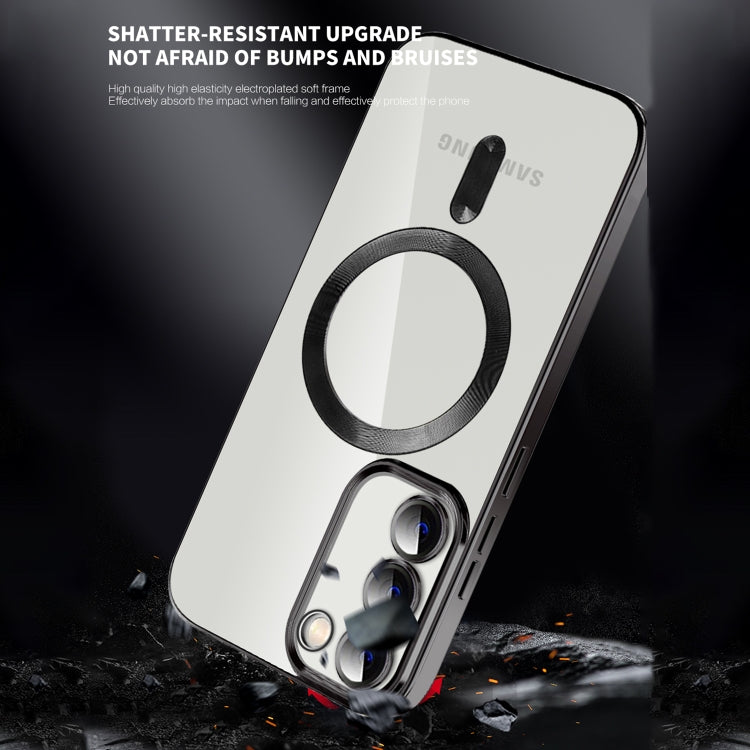 For Samsung Galaxy S23+ 5G CD Texture Plating TPU MagSafe Phone Case with Lens Film(Black) - Galaxy S23+ 5G Cases by PMC TechLife | Online Shopping South Africa | PMC TechLife