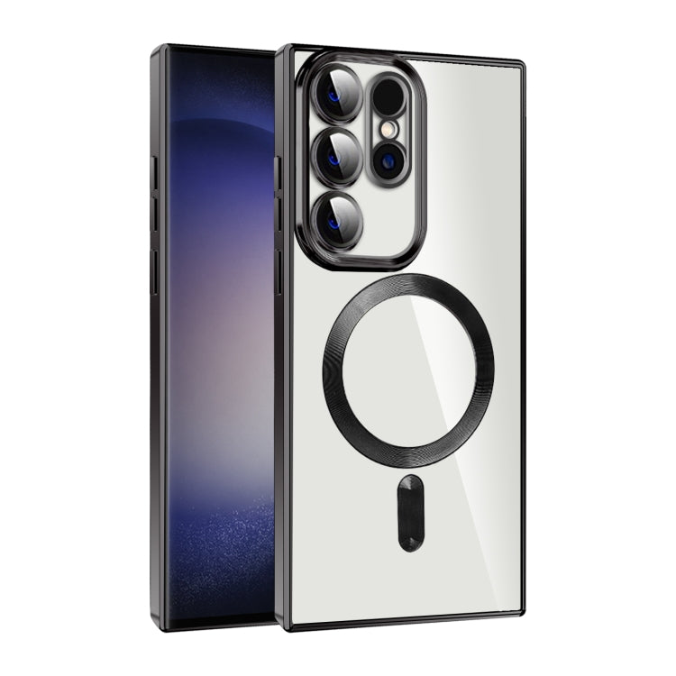 For Samsung Galaxy S23 Ultra 5G CD Texture Plating TPU MagSafe Phone Case with Lens Film(Black) - Galaxy S23 Ultra 5G Cases by PMC TechLife | Online Shopping South Africa | PMC TechLife