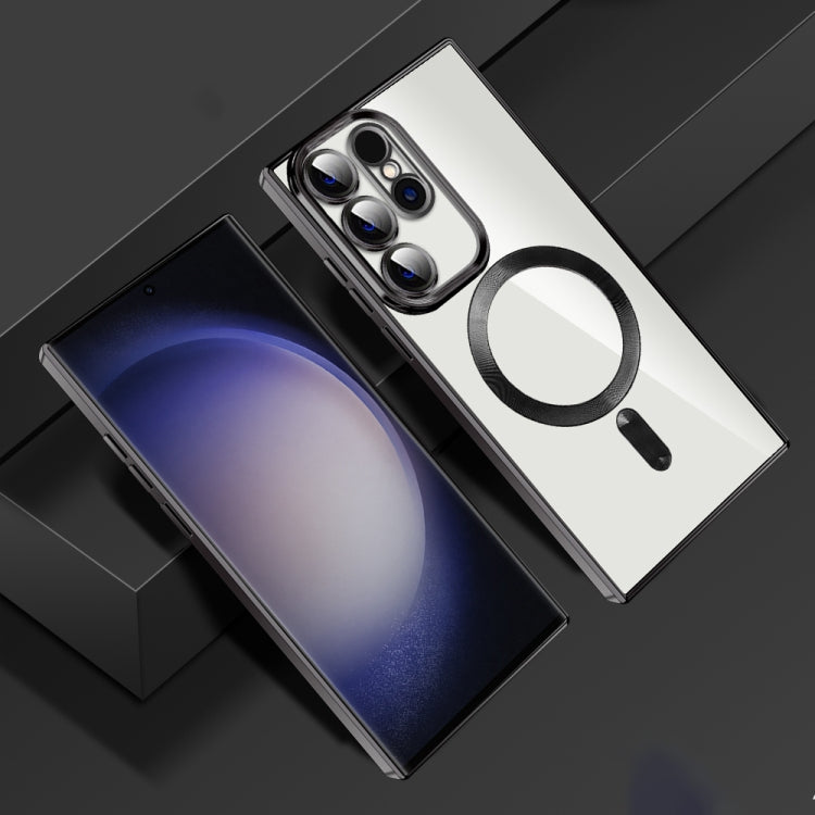 For Samsung Galaxy S23 Ultra 5G CD Texture Plating TPU MagSafe Phone Case with Lens Film(Black) - Galaxy S23 Ultra 5G Cases by PMC TechLife | Online Shopping South Africa | PMC TechLife