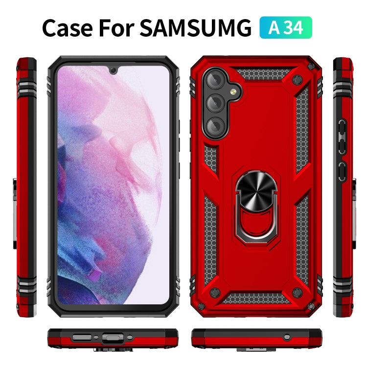For Samsung Galaxy A34 Shockproof TPU + PC Phone Case with Holder(Red) - free shipping - PMC TechLife - Order now!