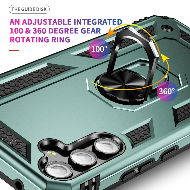 For Samsung Galaxy A34 Shockproof TPU + PC Phone Case with Holder(Dark Green) - free shipping - PMC TechLife - Order now!