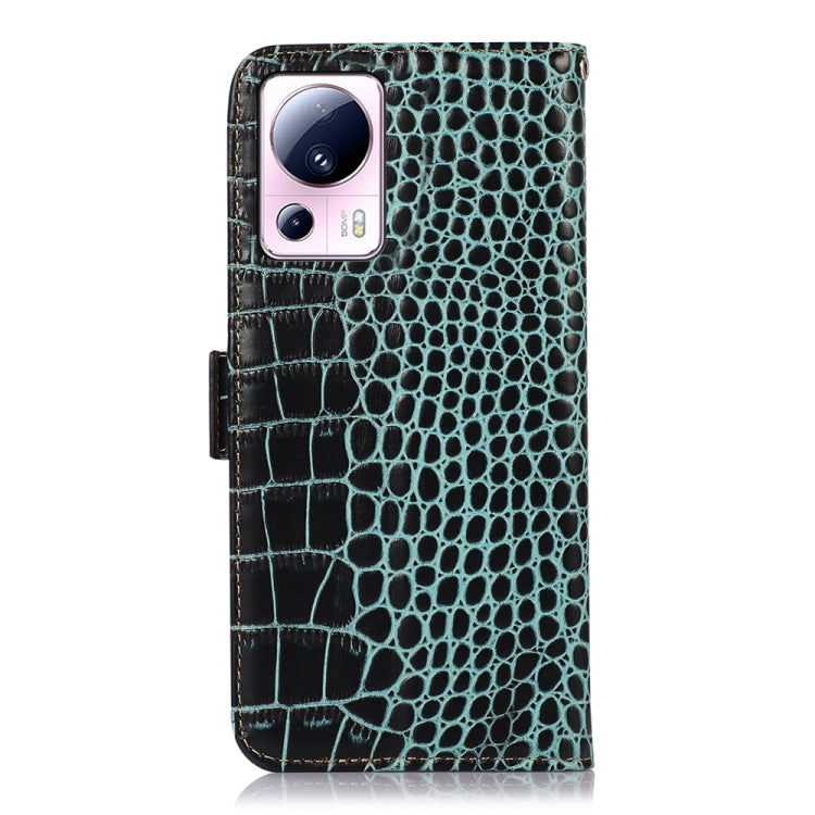 For Xiaomi 13 Lite / Civi 2 Crocodile Top Layer Cowhide Leather Phone Case(Green) - 13 Lite Cases by PMC TechLife | Online Shopping South Africa | PMC TechLife
