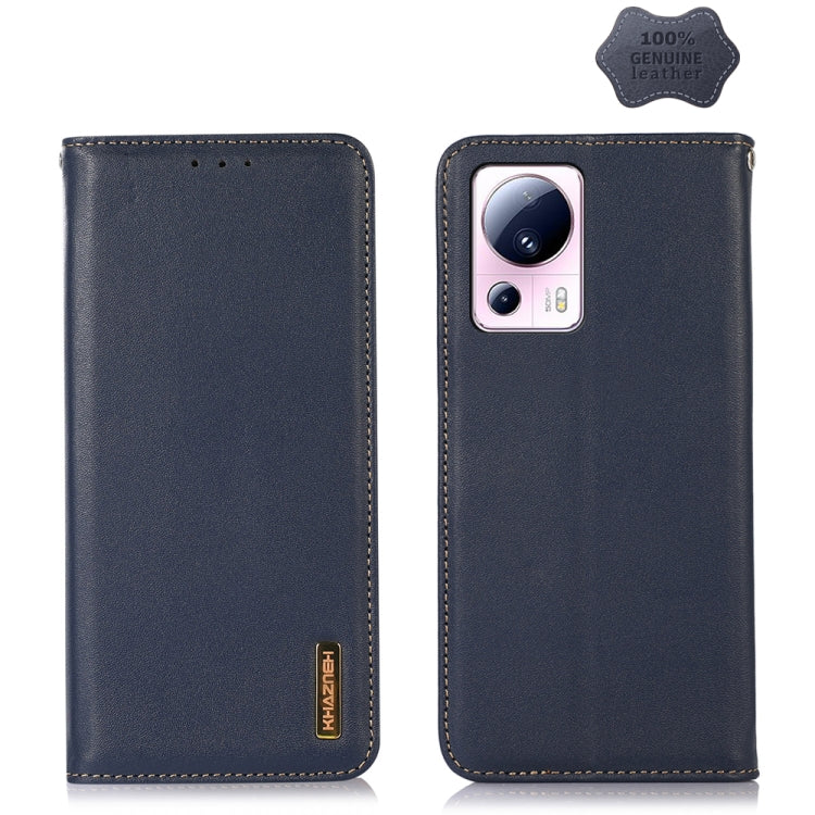 For Xiaomi 13 Lite / Civi 2 KHAZNEH Nappa Top Layer Cowhide Leather Phone Case(Blue) - 13 Lite Cases by PMC TechLife | Online Shopping South Africa | PMC TechLife