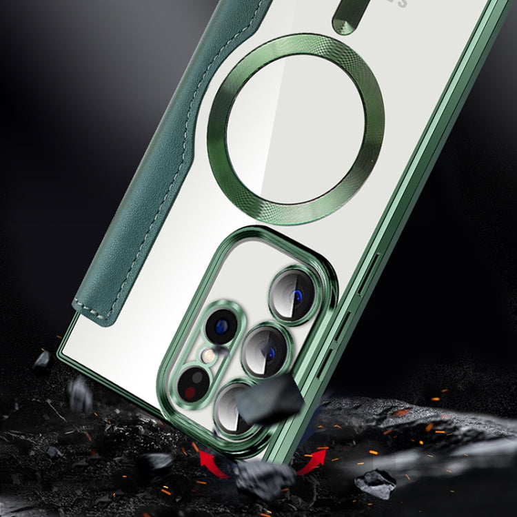 For Samsung Galaxy S23 Ultra 5G MagSafe Magnetic RFID Anti-theft Leather Phone Case(Dark Purple) - Galaxy S23 Ultra 5G Cases by PMC TechLife | Online Shopping South Africa | PMC TechLife