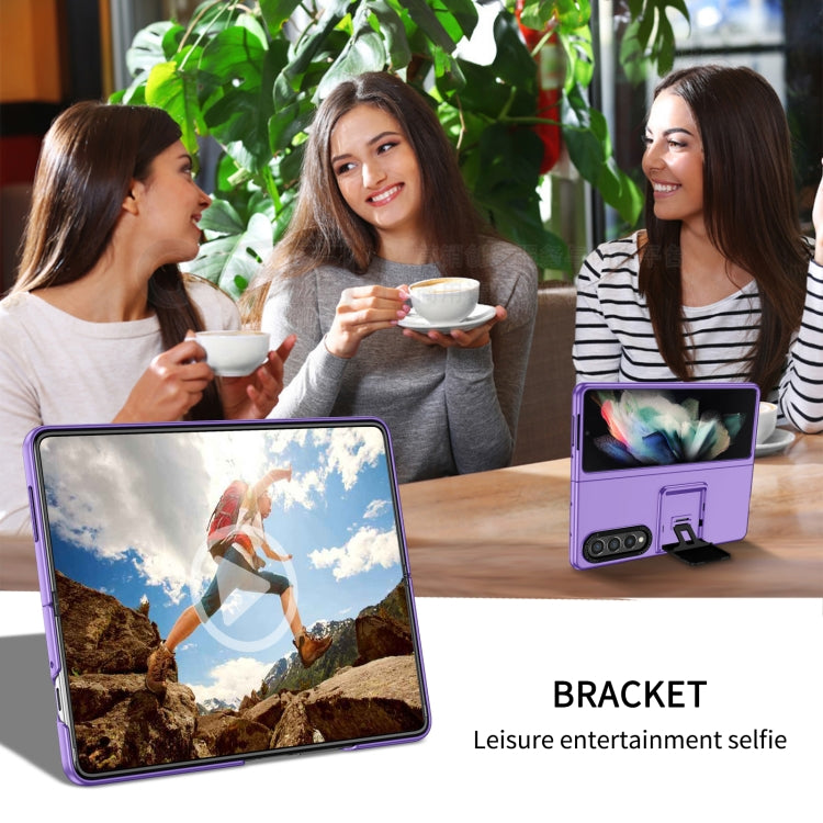 For Samsung Galaxy Z Fold3 5G Three-dimensional Folding Holder PC Phone Case(Purple) - free shipping - PMC TechLife - Order now!