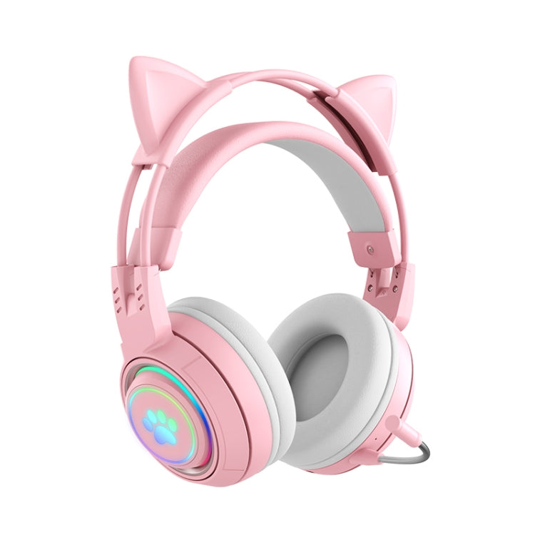 T25 RGB Stereo Cat Ear Bluetooth Wireless Headphones with Detachable Microphone(Pink) - Headset & Headphone by PMC TechLife | Online Shopping South Africa | PMC TechLife