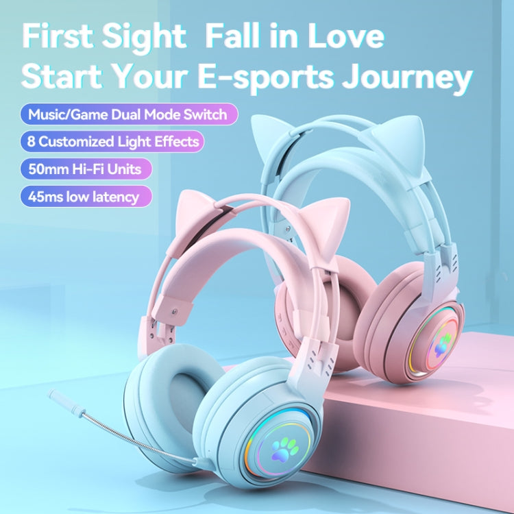 T25 RGB Stereo Cat Ear Bluetooth Wireless Headphones with Detachable Microphone(Purple) - Headset & Headphone by PMC TechLife | Online Shopping South Africa | PMC TechLife
