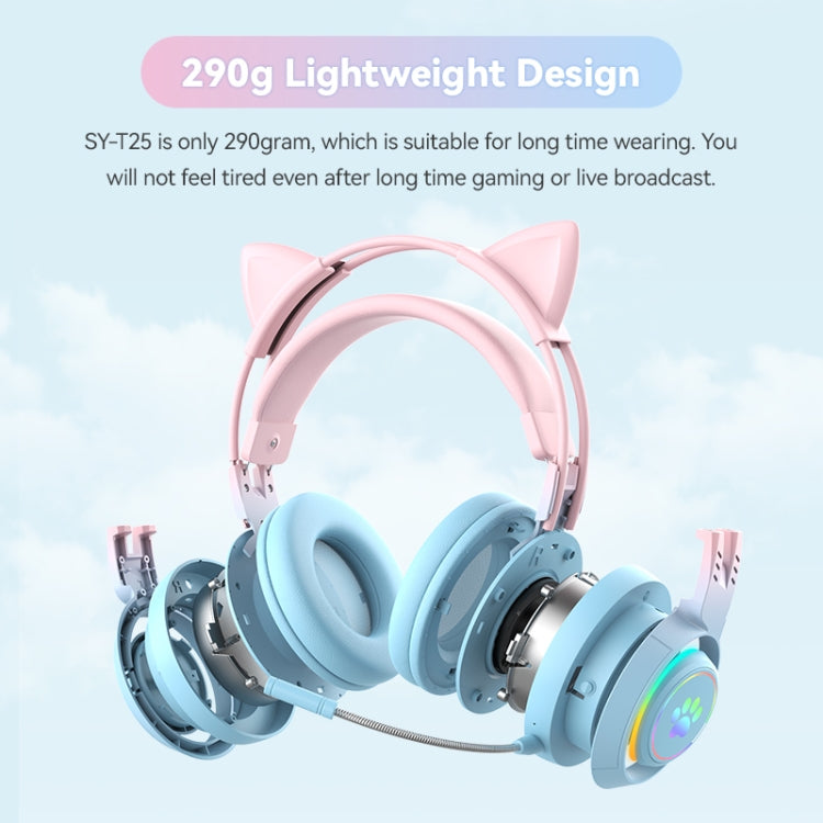 T25 RGB Stereo Cat Ear Bluetooth Wireless Headphones with Detachable Microphone(Purple) - Headset & Headphone by PMC TechLife | Online Shopping South Africa | PMC TechLife