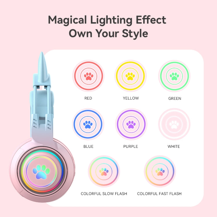 T25 RGB Stereo Cat Ear Bluetooth Wireless Headphones with Detachable Microphone(Purple) - Headset & Headphone by PMC TechLife | Online Shopping South Africa | PMC TechLife