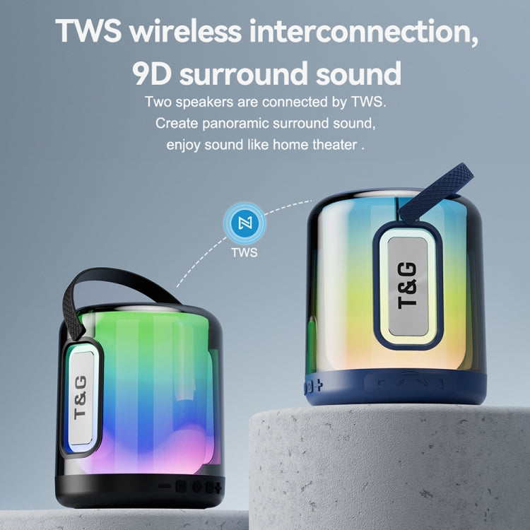 T&G TG376 360 Degree Full Screen LED Light RGB Multicolor Wireless Bluetooth Speaker Subwoofer(Blue) - free shipping - PMC TechLife - Order now!