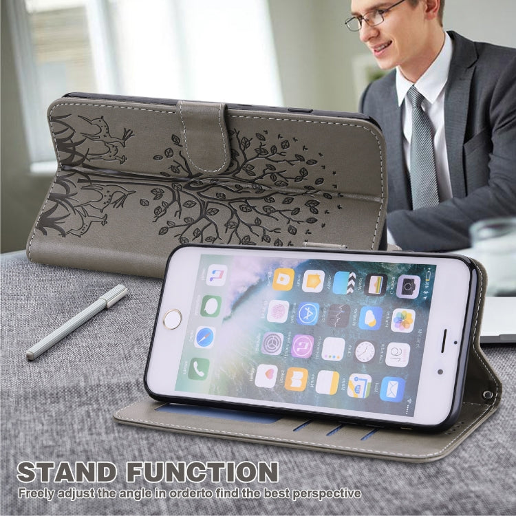 For Samsung Galaxy A54 5G Tree & Deer Pattern Pressed Printing Horizontal Flip Leather Phone Case(Grey) - free shipping - PMC TechLife - Order now!