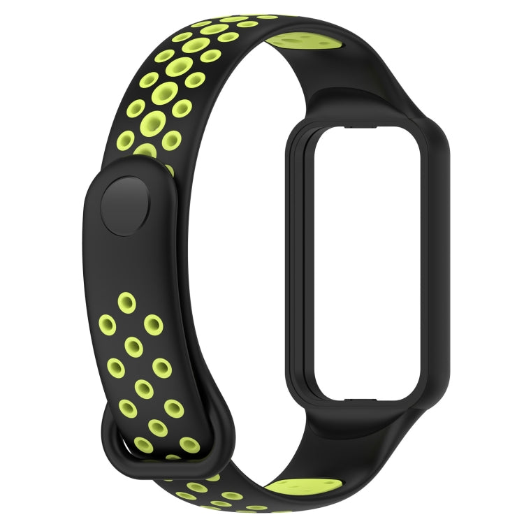 For Redmi Band 2 Loop Two-Color Breathable Silicone Watch Band(Black+Lime) - Watch Bands by PMC TechLife | Online Shopping South Africa | PMC TechLife | Buy Now Pay Later Mobicred