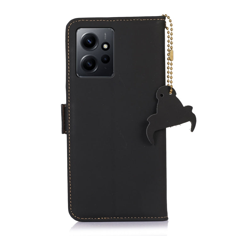 For Xiaomi Redmi Note 12 4G Global Genuine Leather Magnetic RFID Leather Phone Case(Black) - Note 12 Cases by PMC TechLife | Online Shopping South Africa | PMC TechLife