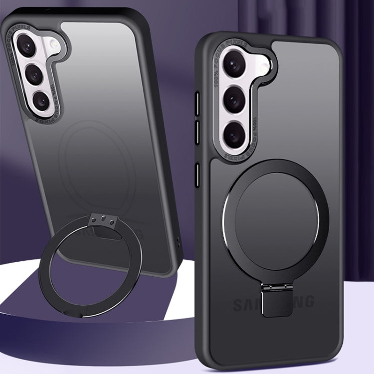 For Samsung Galaxy S23 5G Skin Feel MagSafe Magnetic Holder Phone Case(Black) - Galaxy S23 5G Cases by PMC TechLife | Online Shopping South Africa | PMC TechLife